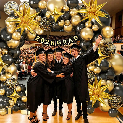 AivaToba 126PCS Black and Gold Balloon Arch Kit 2026 Party Decoration | Black - Image 8