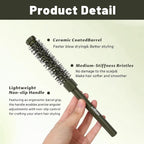 3pcs Small Round Hair Brush for Short Hair - Barrel Hair Brush for Blow Drying, Aluminum Round Brush for Bobs, Bangs, Lobs, Roots, Curling, Pixie Cuts, Straight Hair - Green