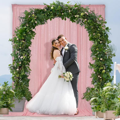 PartyDelight Pink Sequin Backdrop 10x10ft Sparkly Photo Curtain | 4 Inch Rod - Image 6