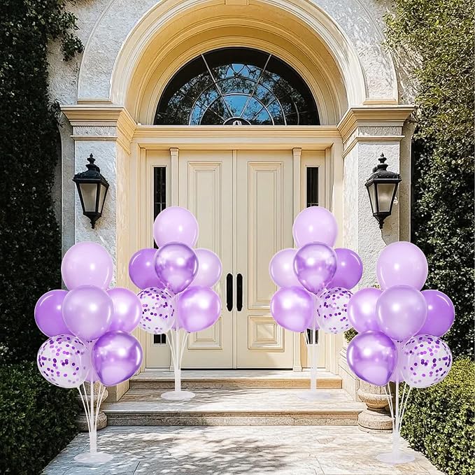 4 Sets Lavender Balloons Stand for Table | Pastel Purple Lilac Balloon - Image 4