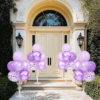 4 Sets Lavender Balloons Stand for Table | Pastel Purple Lilac Balloon - Image 4