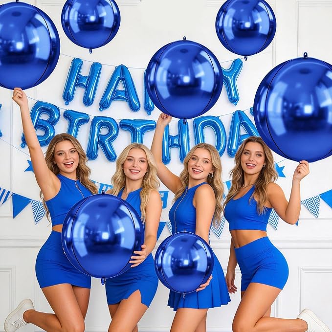 10Pcs Navy Blue Round Foil Balloons, Metallic Navy Blue Foil Baloon - Image 8