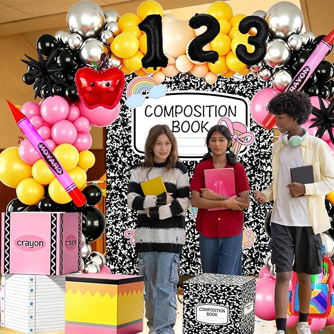 Back to School Balloon Arch Kit, All-in-1 Apple Crayon Bag Foil Balloon - Image 3