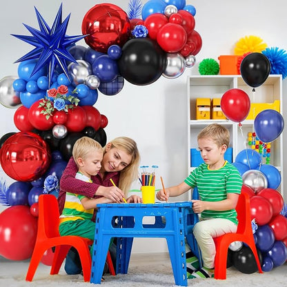 Navy Blue Red Silver Balloon Arch Garland Kit - Image 5