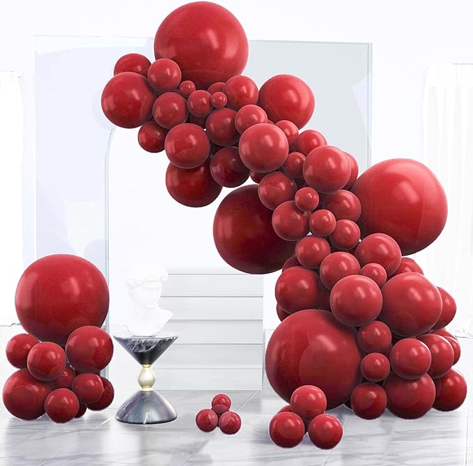 PartyWoo Burgundy Balloons 120pcs Dark Chestnut Red Maroon Color | 18 12 10 5 by PartyWoo