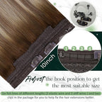 RUNATURE Invisible Wire Hair Extensions Real Human Hair Brown Balayage, 16 Inch 80g One Piece，Soft Natural Looking for Dating, Easy to Install #3/8/22 Walnut Brown to Light Brown with Blonde