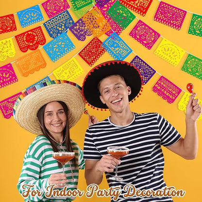 Boao 8 Packs 120 ft Mexican Party Decorations Fiesta Banner Plastic Papel - Image 7