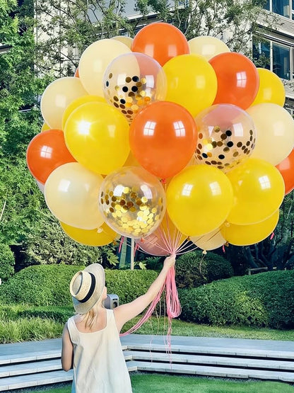 Yellow Beige Balloons 60Pcs 12 Inch Confetti Latex Balloon Kit - Image 7