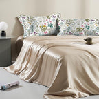 Satin Pillowcase 1 Pack-Leaves Herbs and Wildflowers Silky Pillow Cover for Hair and Skin,Standard Size 20x26 Inch Soft Cooling Printed Pillow Cases with Hidden Zipper,Gifts for Women Men
