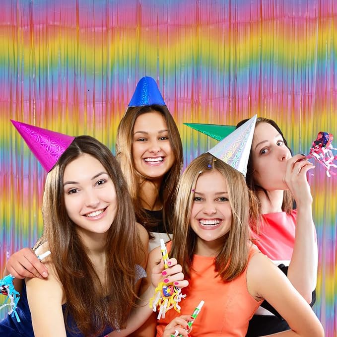 PIGETALE Pastel Rainbow Foil Fringe Curtains - Image 3