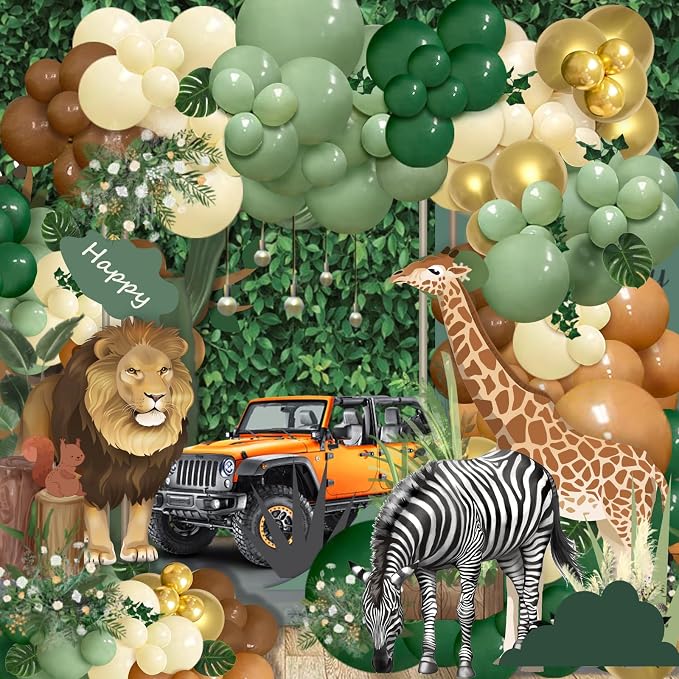 142pcs Jungle Safari Sage Brown Balloon Arch Kit - Image 5