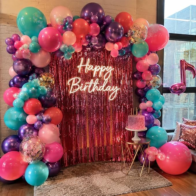 Pink Blue Purple Balloons, Hot Pink Metallic Purple Teal Blue Balloon - Image 4