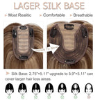 Hair Toppers for Women Real Human Hair No Bangs, 13 * 15 cm Larger Silk Base 150% Density Clip In Topper Hairpieces, Wiglet Top Pieces Add Volume -12 Inch 4P27 Medium Brown&Dark Blonde