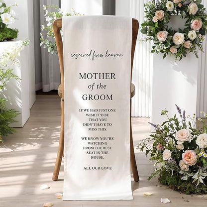 HunnmingRe Groom Mother Wedding Memorial Reserved Chair Sign Banner in Loving - Image 9