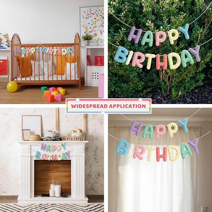 Felt Happy Birthday Garland Rainbow Banner Reusable Happy Birthday Sign Party - Image 6