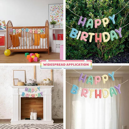 Felt Happy Birthday Garland Rainbow Banner Reusable Happy Birthday Sign Party - Image 6