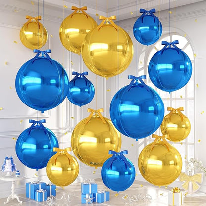 Blue Gold Round Foil Balloons by Dagelar