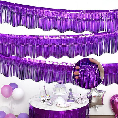 LOLStar Purple Foil Fringe Tinsel Garland, Tinsel Streamers Banner, 6 Pack | - Image 6