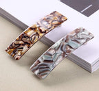2PCS Hair Barrettes Tortoise Shell French Design Celluloid Rectangle Hair Clips for Women