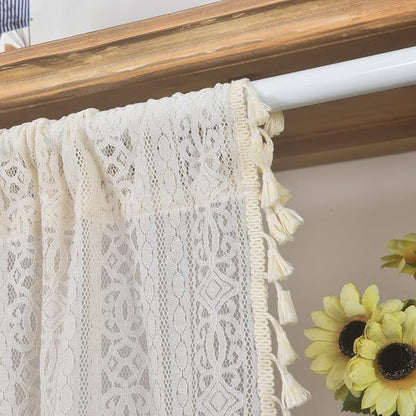 Sutuo Home Boho Sheer Curtain Valance Crochet Lace - Image 4
