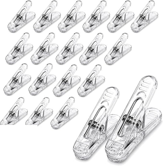 20 Pack Clear Plastic Spring Clips, 2.4 Inch Grip Clamps by Zenithly