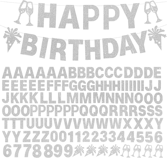 129Pcs DIY Letter Banners Glitter Customizable Banner Kit Custom Banners DIY by MFLUEEWR