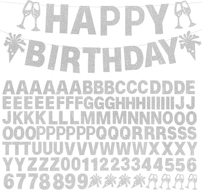 129Pcs DIY Letter Banners Glitter Customizable Banner Kit Custom Banners DIY by MFLUEEWR
