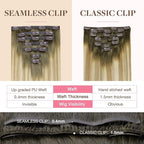 GOO GOO Clip in Hair Extensions Real Human Hair, Remy Human Hair Extensions Clip ins for Women, Natural Human Hair, 18inch 130g 7Pcs, 5A/90/16F Bahamian Balayage