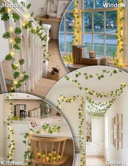 33FT Monstera Vines with Lights Battery & USB Powered Copper Wire | 100Led - Image 4