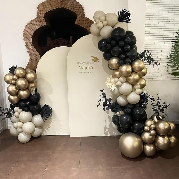 Black White Gold Balloon Garland Kit - Image 5