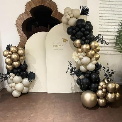 Black White Gold Balloon Garland Kit - Image 5