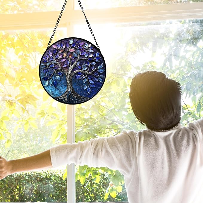DASTOLL Stained Glass Window Hanging, and Mom 6.3 in - Image 3