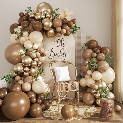 Brown Balloon Arch Kit for Bear Baby Shower Birthday Party Decorations | 124Pcs by CROSSFINGERS