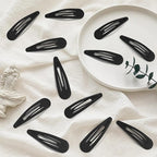 24 PCS 2.36 In Metal Snap Hair Barrettes For Women Water Drop Shape Hair Clips For Thick Thin Fine Hair,Matte Black