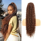 Drawstring Ponytail for Women Boho Box Braids with Long Wavy Hair Ponytail Extension Synthetic Hair Extensions Ponytail for Daily Use (30#, 24 Inch)