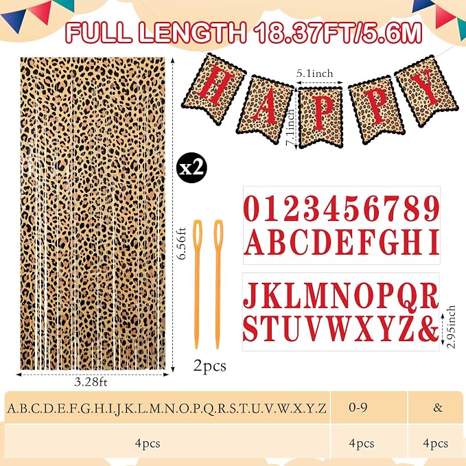 Mooliwe 173 Pcs DIY Custom Banner Foil Curtain Kit, Leopard Print | Cheetah - Image 2