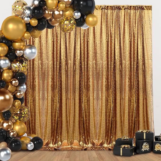 4×8FT-2PCS Black Gold Sequin Backdrop Curtains Panels, Photography Backdrop - Image 7