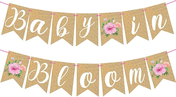 Baby in Bloom Banner Floral Baby Shower Banner Flower Bady Shower Party by Adecortalk