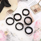 WILLBOND 60 Pieces Seamless Hair Ties Ponytail Holders, Cotton No Crease Hair Band for Women,girl,thick Heavy and Curly Hair, 4 Styles(Black, Fresh Style)