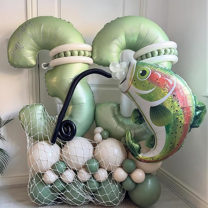 Sage Green 3 Number Balloon, Olive Green 3 Balloons 40 Inch Large Helium Foil - Image 3