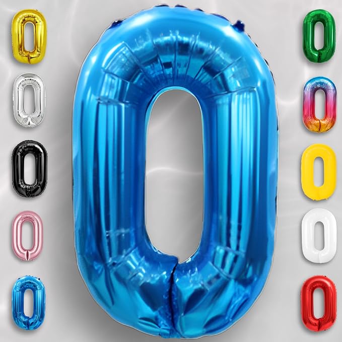 Blue Number Balloon 0 Mylar Foil Balloons 16 inch - Image 5