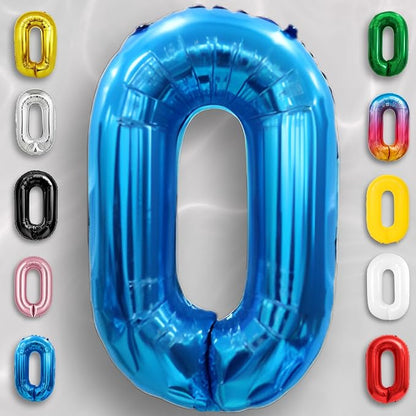 Blue Number Balloon 0 Mylar Foil Balloons 16 inch - Image 5