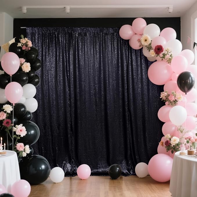 SquarePie 6x8ft Black Sequin Backdrop, High Density Non-Transparent Glitter - Image 3