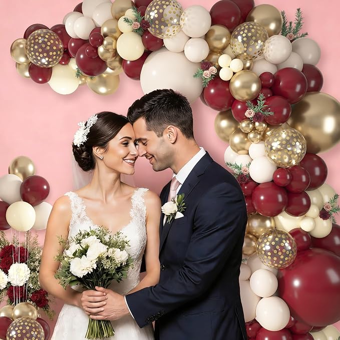 152Pcs Burgundy Balloons Arch Kit Different Size | Burgundy Maroon Sand White - Image 5