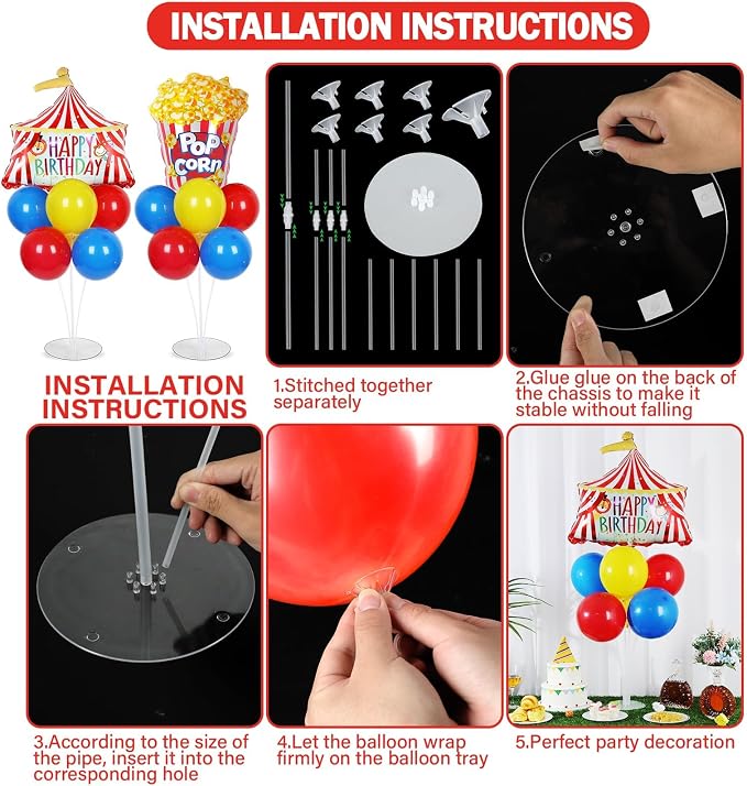 Carnival Circus Birthday Party Balloons Stand Kit 2 Sets - Image 3