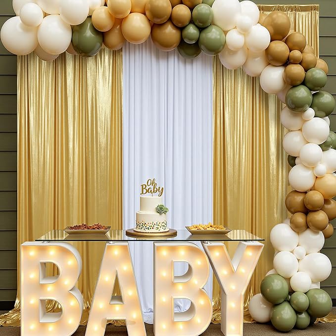 10ftx10ft Thick Gold Glitter Backdrop Curtain Panels - Image 6