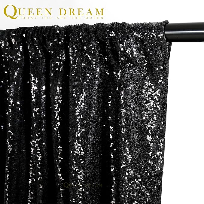 Black Sequin Backdrop 4 Panels 2FTx8FT Halloween Party Backdrop Curtains | - Image 7