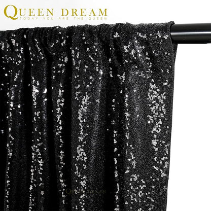 Black Sequin Backdrop 4 Panels 2FTx8FT Halloween Party Backdrop Curtains | - Image 7