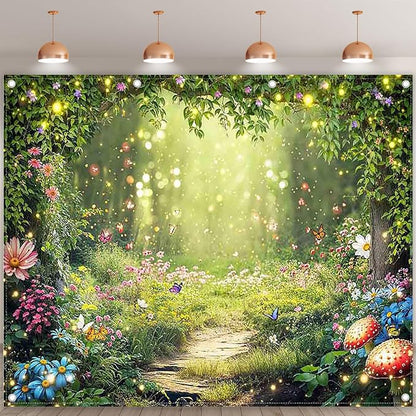 10x8ft Enchanted Forest Photography Backdrop Fairy Garden Banner | Fairytale - Image 2