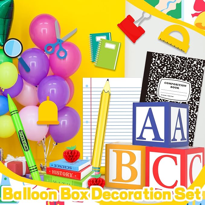 21 Pcs Back to School Balloons Box Sets Include ABC Balloons Box Pencil Crayon - Image 7